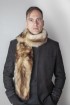 Polecat fitchew fur stole-scarf, cream